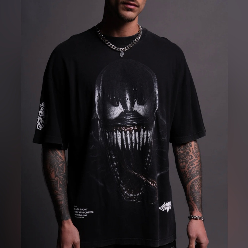 darcsport shirt MEMENTO MORI / VENOM SYMBIOTE "PREMIUM" OVERSIZED TEE IN BLACK